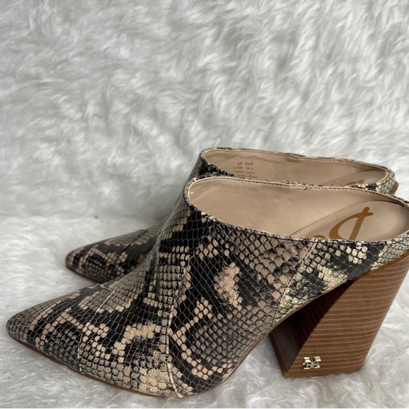 New Sam Edelman Reverie 2 Python Snake Ankle Block Pointed Mules in black 6.5 - Picture 7 of 17